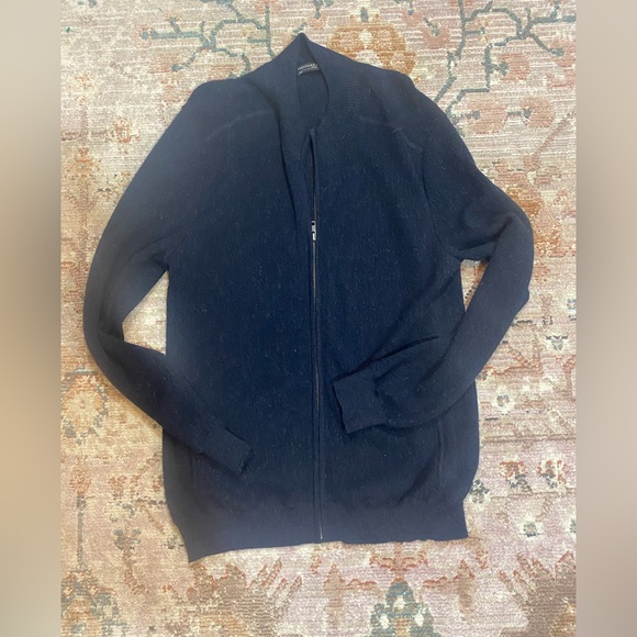 Peruvian Connection 100% Alpaca Men’s Zip Cardigan Sweater – Large – Navy